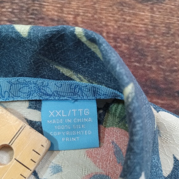 Tommy Bahama‎ 100% Silk Loop Collar Camp Shirt Men's XXL Floral Blue - Picture 4 of 9
